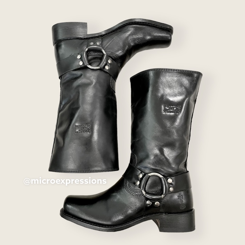 RARE Frye 150th ANNIVERSARY Harness 12R Black Leather Moto Cowboy Rodeo Boots - Picture 16 of 16